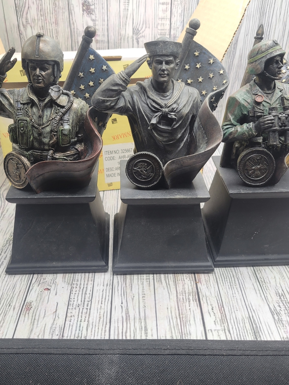 American Heroes From Vanmark- Lot Of 3 Bronze Resin Figures